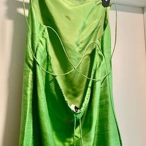 Vibrant Green Satin Dress